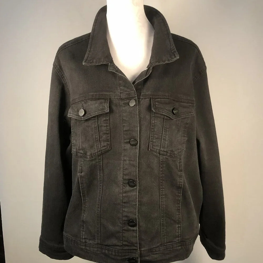 Jones & Co Black Denim Jacket 3X | Vintage-Wash Classic Trucker | Timeless Layer - Picture 4 of 13